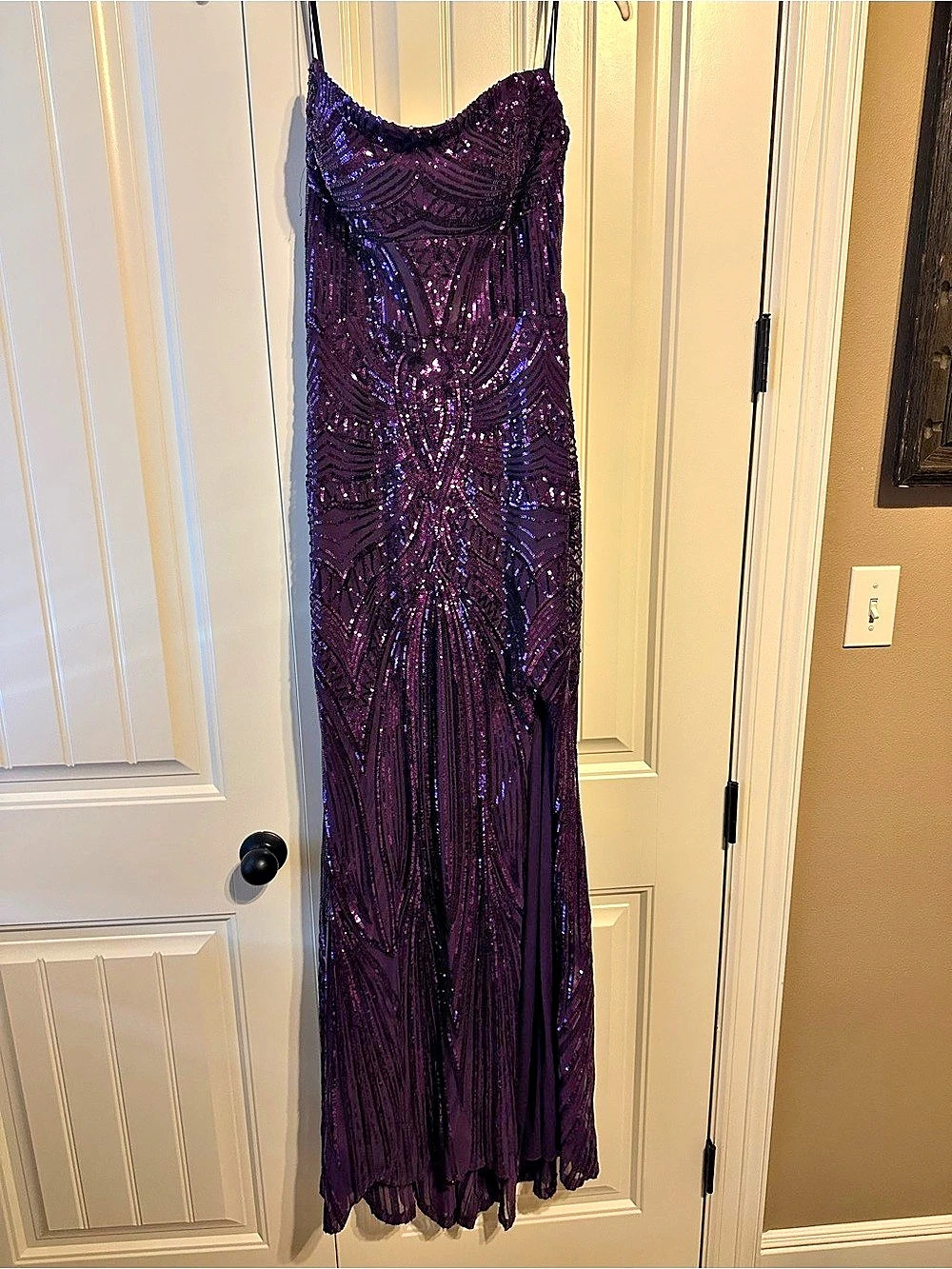 B-DARLIN Purple Sequin Maxi Dress Size 15/16